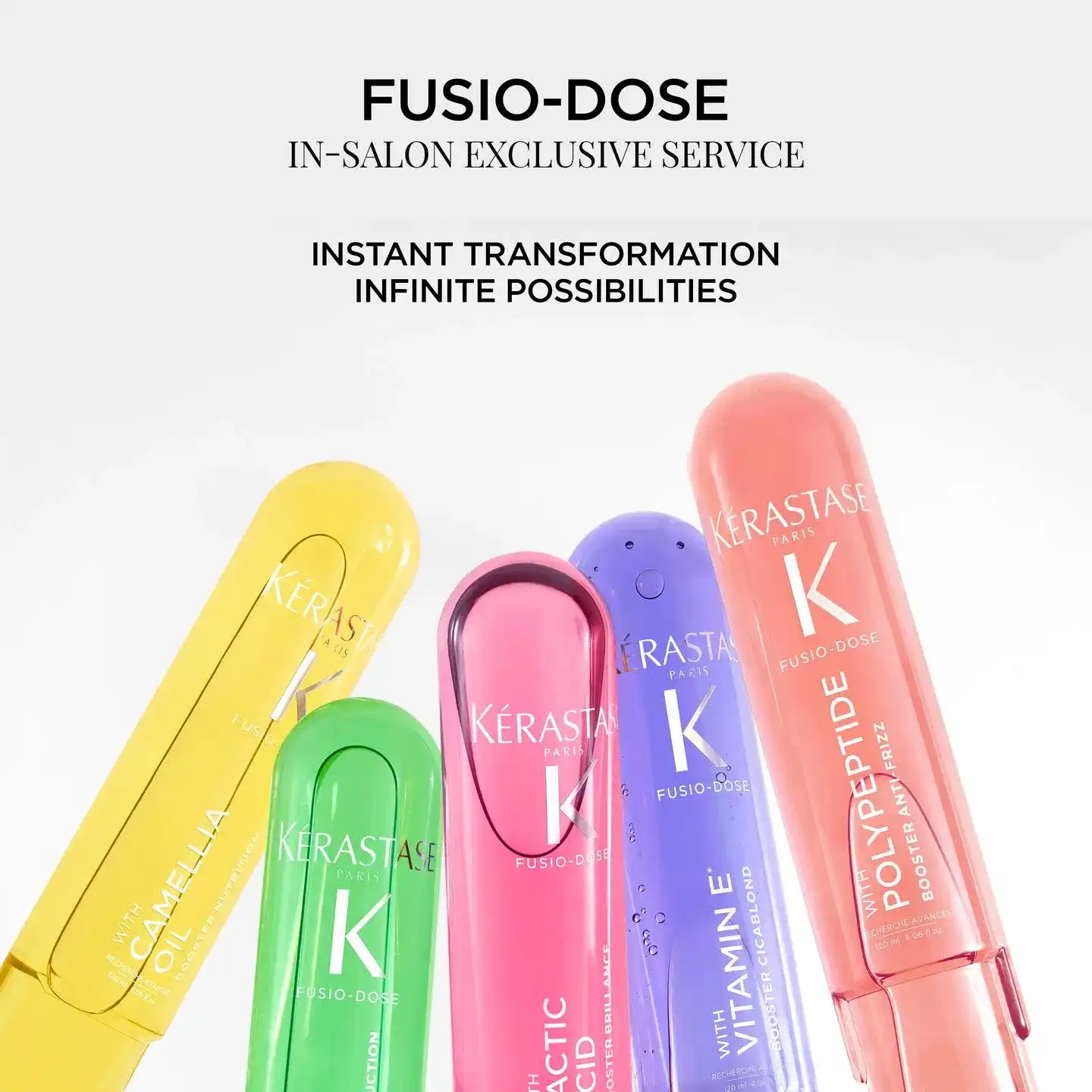 Kérastase Fusio-Dose vials for customized hair treatment.